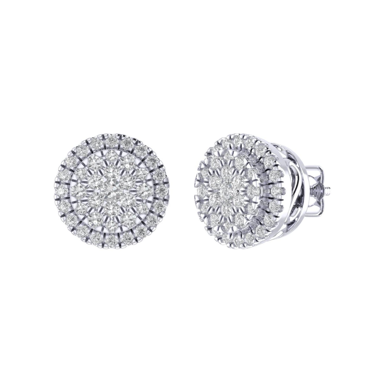 Sterling Silver Round Diamond Circle Shape Designer Stud Earring RP 1/3 Cttw