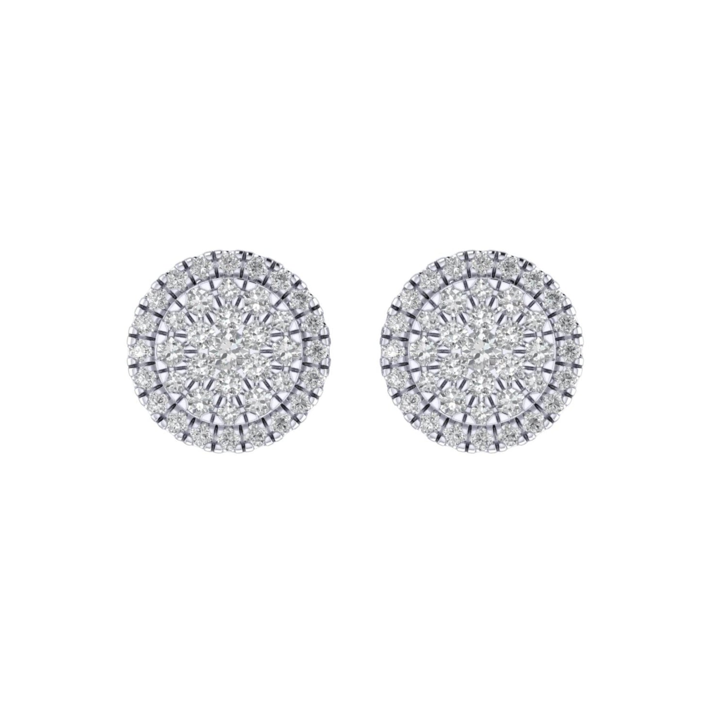 Sterling Silver Round Diamond Circle Shape Designer Stud Earring RP 1/3 Cttw