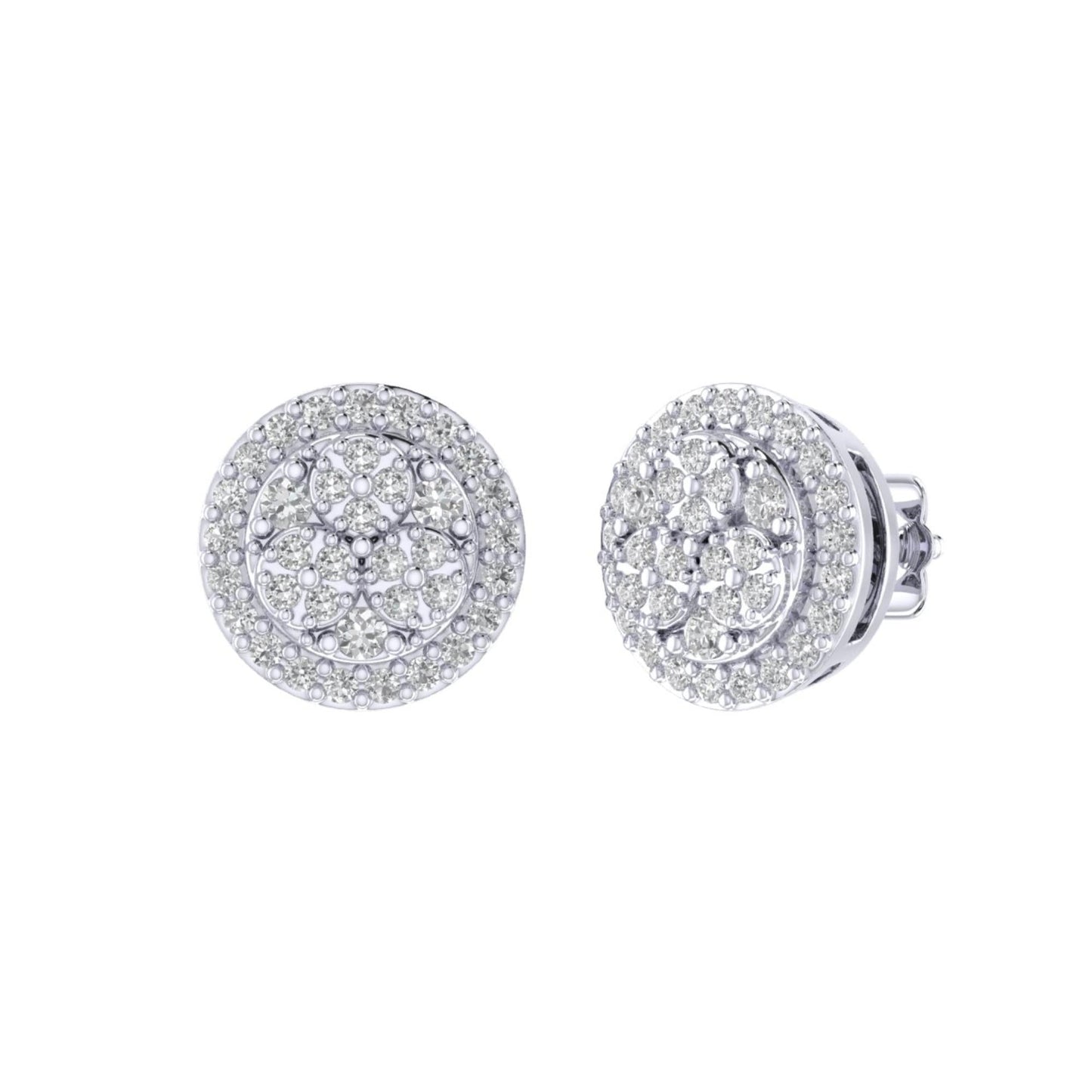 Sterling Silver Round Diamond Circle Shape Designer Stud Earring RP 1/4 Cttw