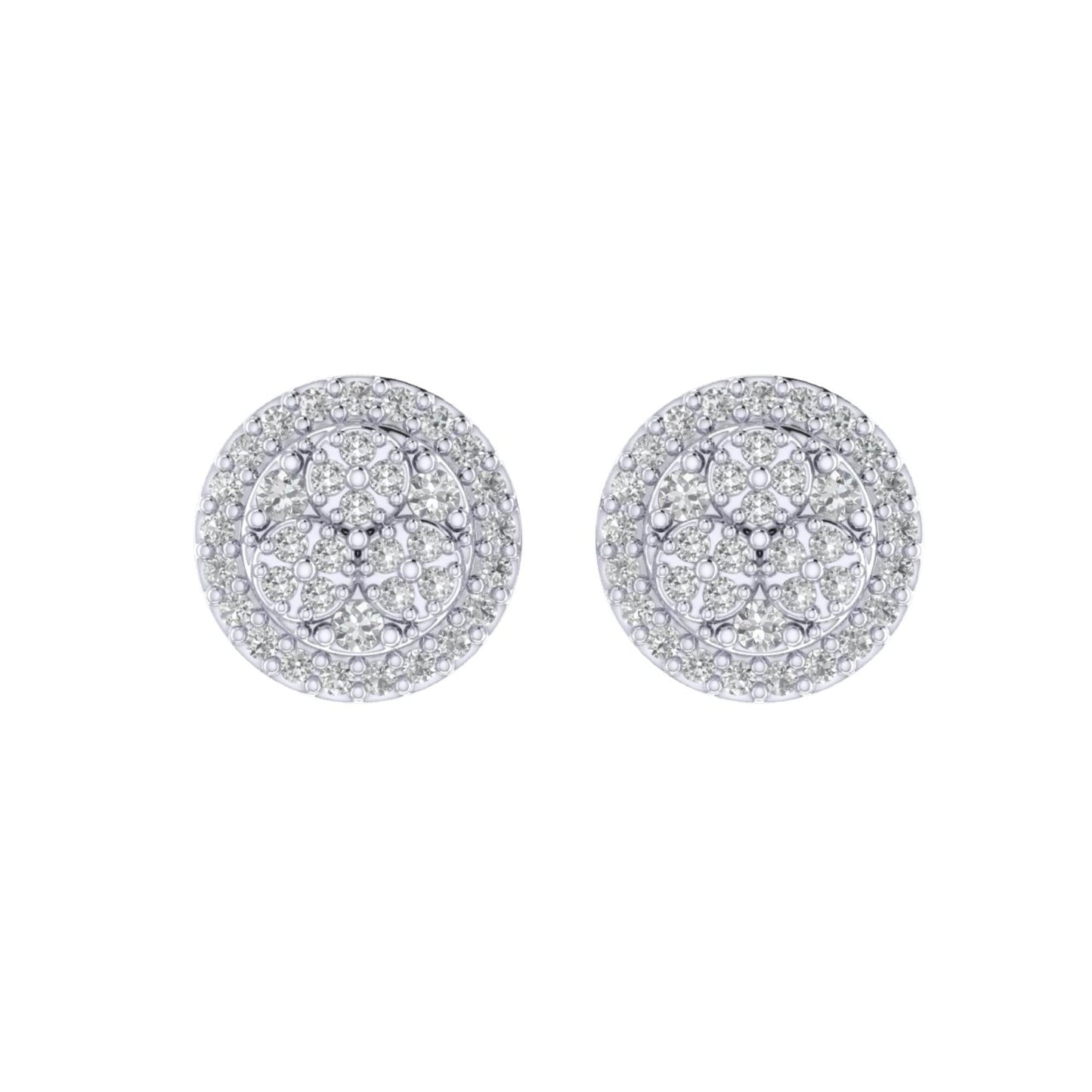 Sterling Silver Round Diamond Circle Shape Designer Stud Earring RP 1/4 Cttw