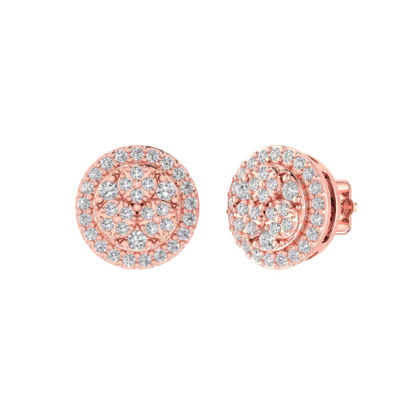 Sterling Silver Round Diamond Circle Shape Designer Stud Earring RP+PP 1/4 Cttw