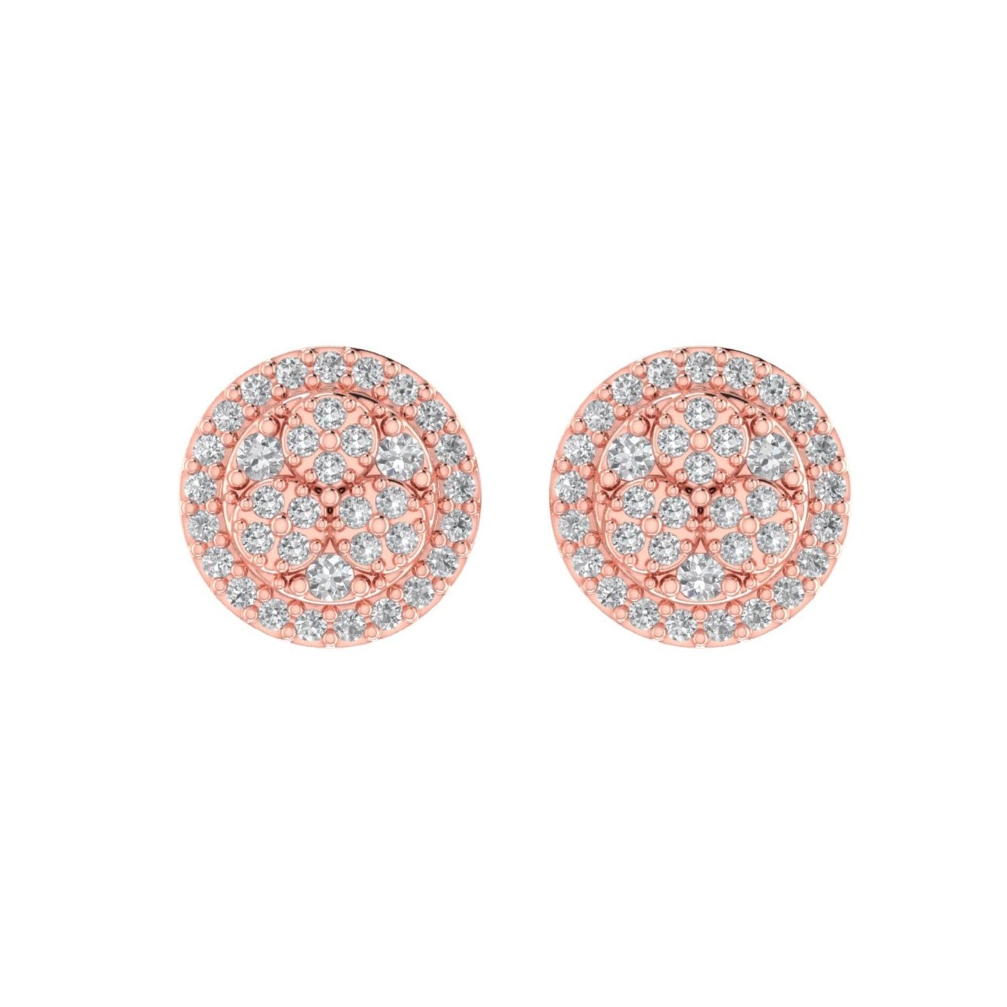 Sterling Silver Round Diamond Circle Shape Designer Stud Earring RP+PP 1/4 Cttw