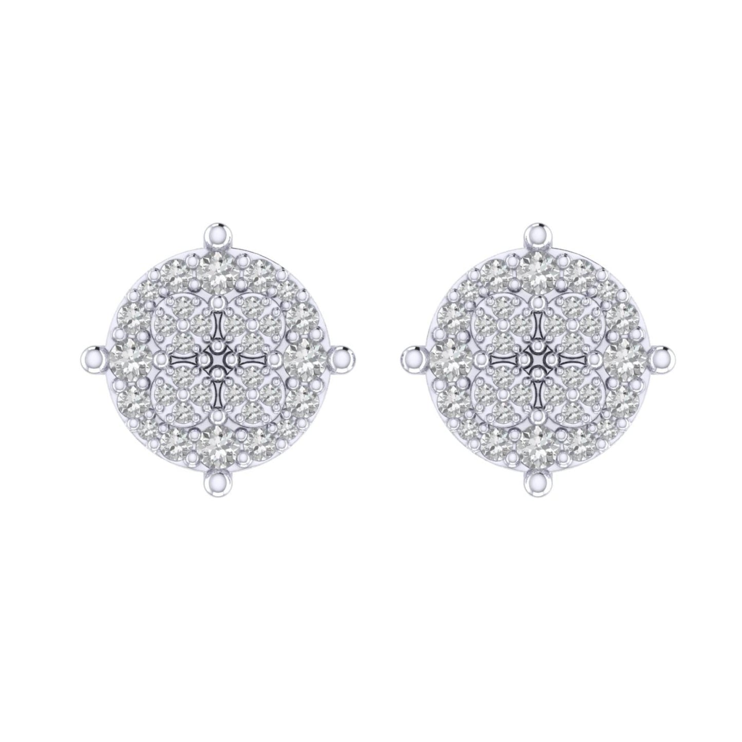 Sterling Silver Round Diamond Circle Shape Designer Stud Earring RP 3/8 Cttw
