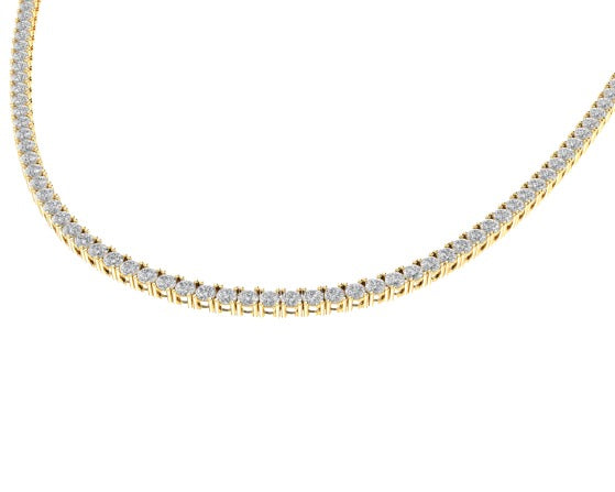 10K Yellow Gold 3mm Round Cvd Diamond 20 Inch Tennis Necklace 17 Cttw