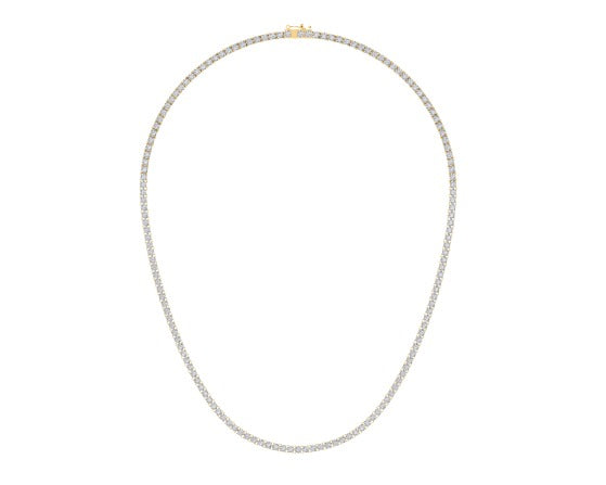 10K Yellow Gold 3mm Round Cvd Diamond 20 Inch Tennis Necklace 17 Cttw