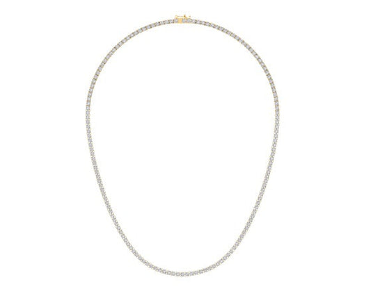 10K Yellow Gold 3mm Round Cvd Diamond 20 Inch Tennis Necklace 17 Cttw