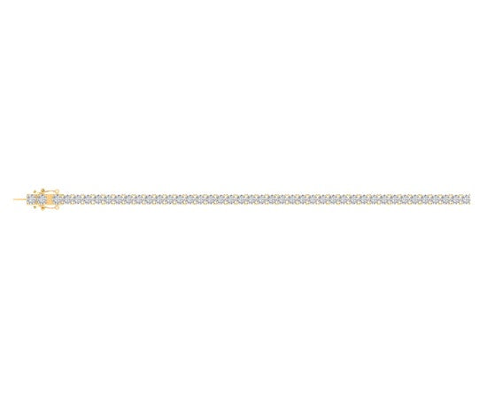 10K Yellow Gold 4mm Round Cvd Diamond 7 Inch Tennis Bracelet 10-1/3 Cttw