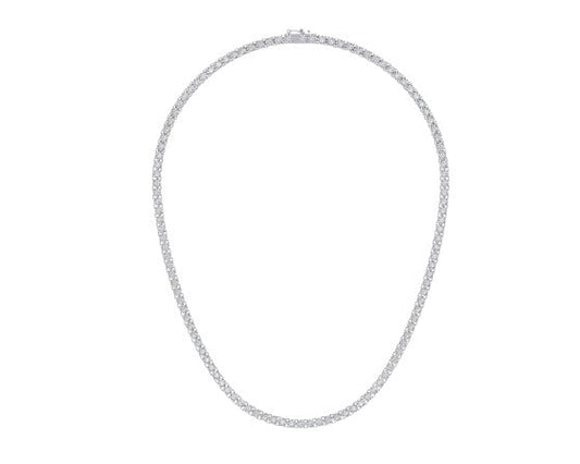 10K White Gold 4mm Round Cvd Diamond 20 Inch Tennis Necklace 14-3/4 Cttw