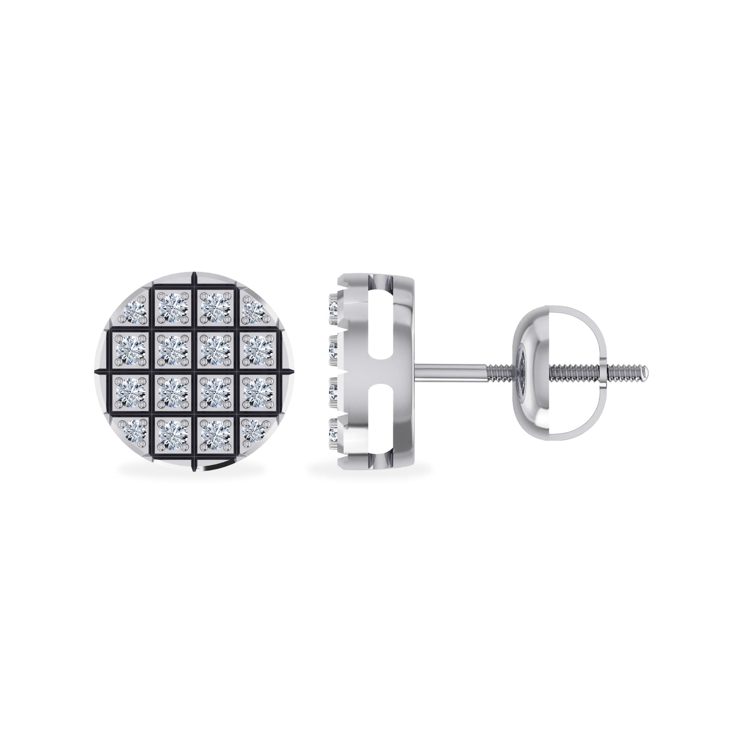 10K White Gold Round Diamond Stud Earrings 1/10 Cttw
