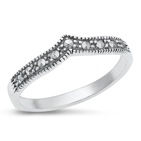 Sterling Silver Chevron Marcasite Ring
