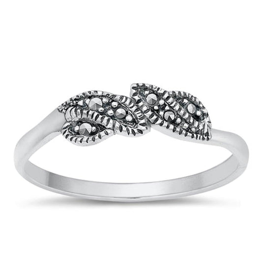 Sterling Silver Marcasite Leaf Ring