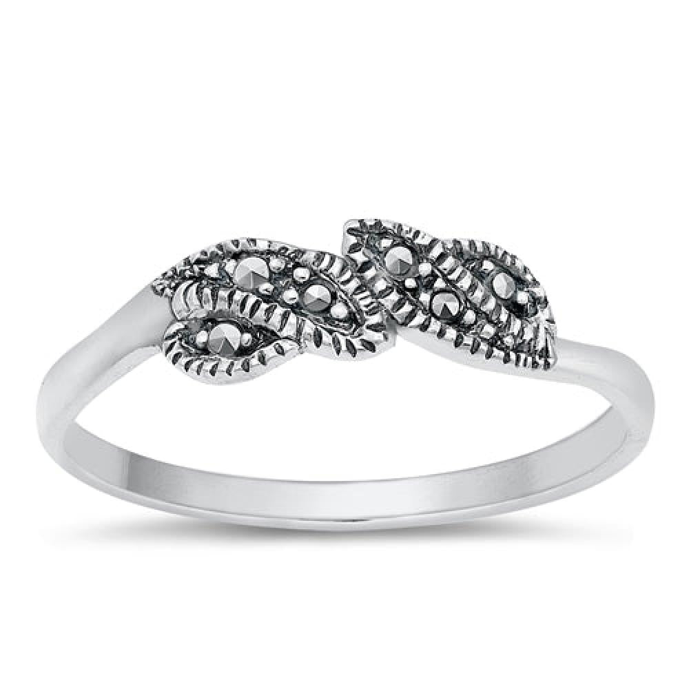 Sterling Silver Marcasite Leaf Ring