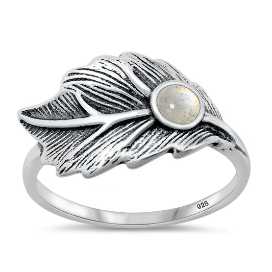Sterling Silver Moonstone Leaf Ring