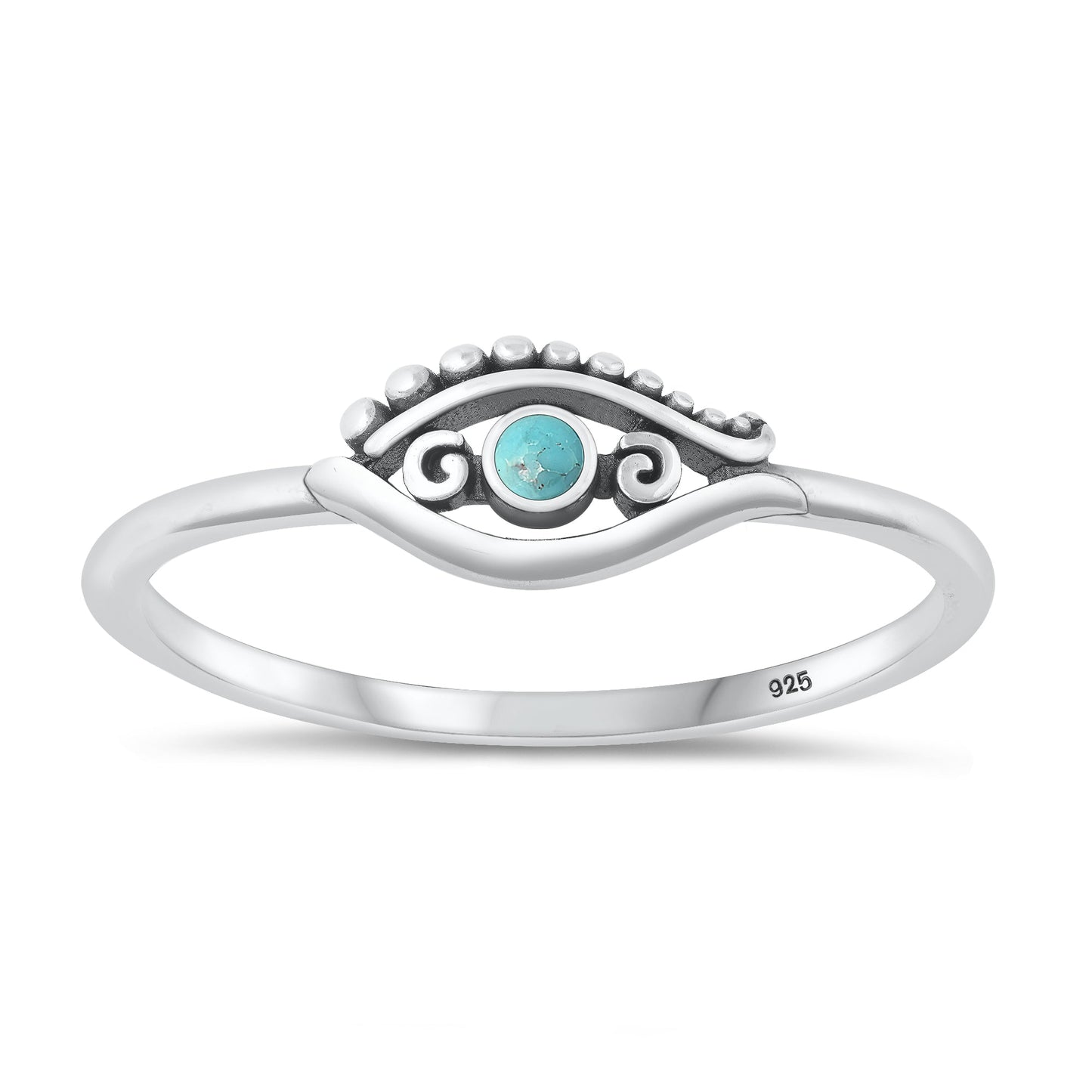 Sterling Silver Genuine Turquoise Eye Ring
