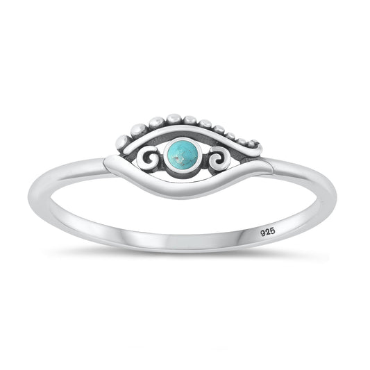 Sterling Silver Genuine Turquoise Eye Ring