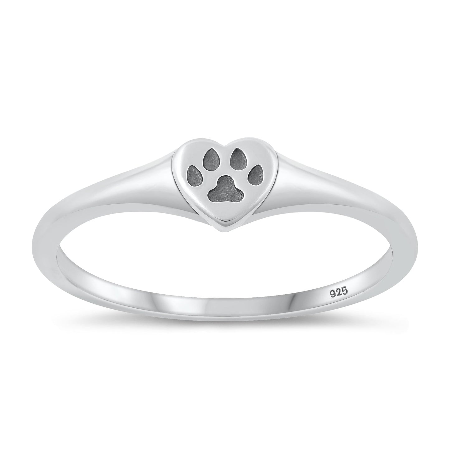 Sterling Silver Heart & Paw Print Ring