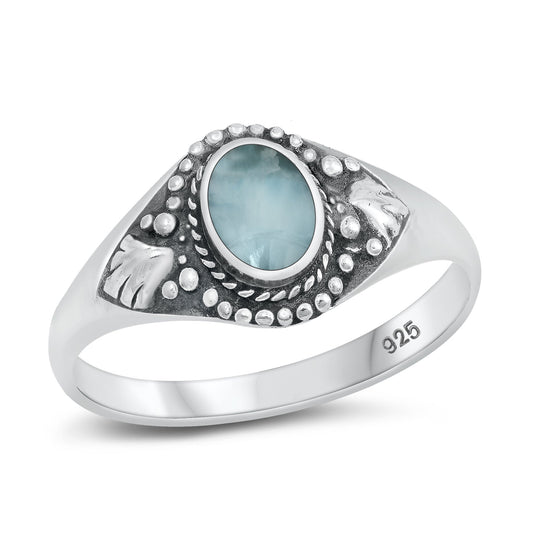 Sterling Silver Larimar Bali Ring