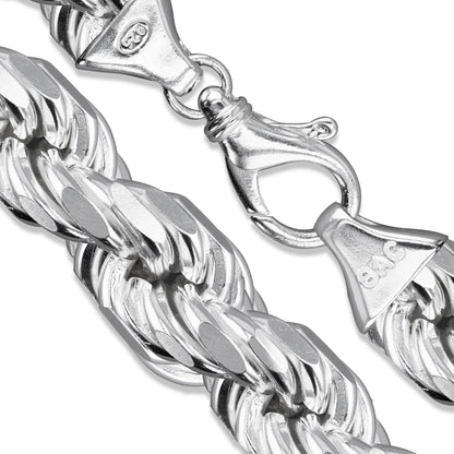 Rope Rhodium Plated 360 - 18mm - Sterling Silver Rope Chain Necklace