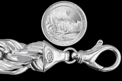 Rope Rhodium Plated 360 - 18mm - Sterling Silver Rope Chain Necklace