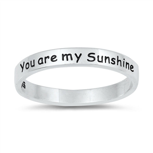 You are my Sunshine Stackable Script Ring .925 Sterling Silver Band Sizes 4-10