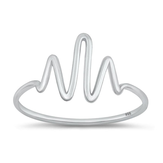 Sterling Silver EKG Wave Abstract Ring