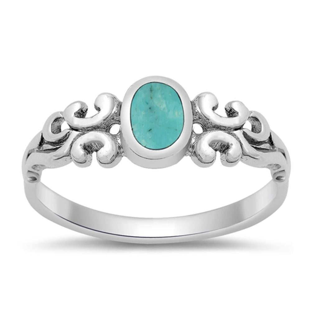 Women's Designer Turquoise Promise Ring New .925 Sterling Silver Band Sizes 4-10