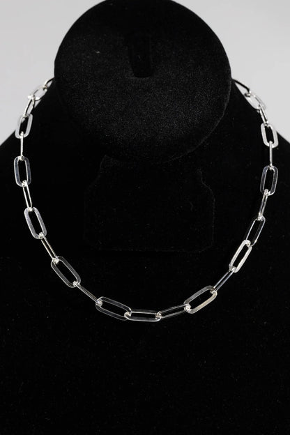 Paper Clip Flat 140 - 6.7mm - Sterling Silver Paper Clip Chain Necklace