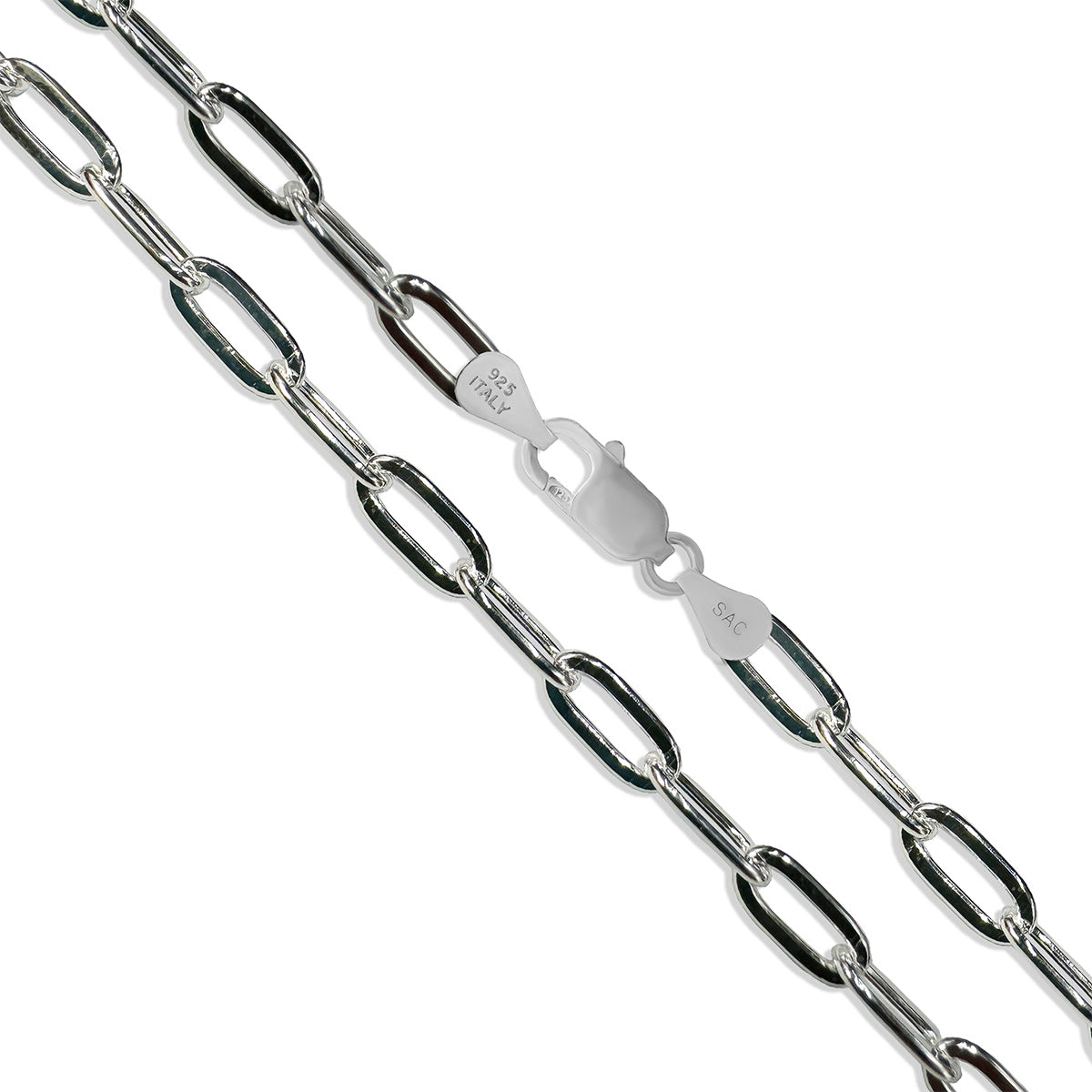 Paper Clip Flat 100 - 5.8mm - Sterling Silver Paper Clip Chain Necklace