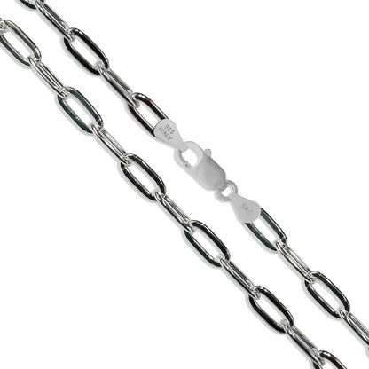 Paper Clip Flat 100 - 5.8mm - Sterling Silver Paper Clip Chain Necklace