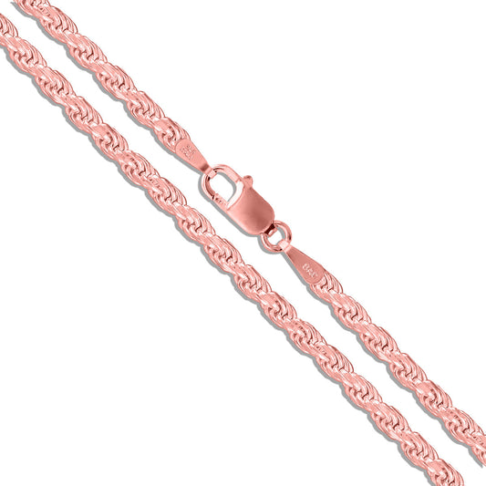 Rope Rose Gold Plated 060 - 2.8mm - Sterling Silver Rope Chain Necklace