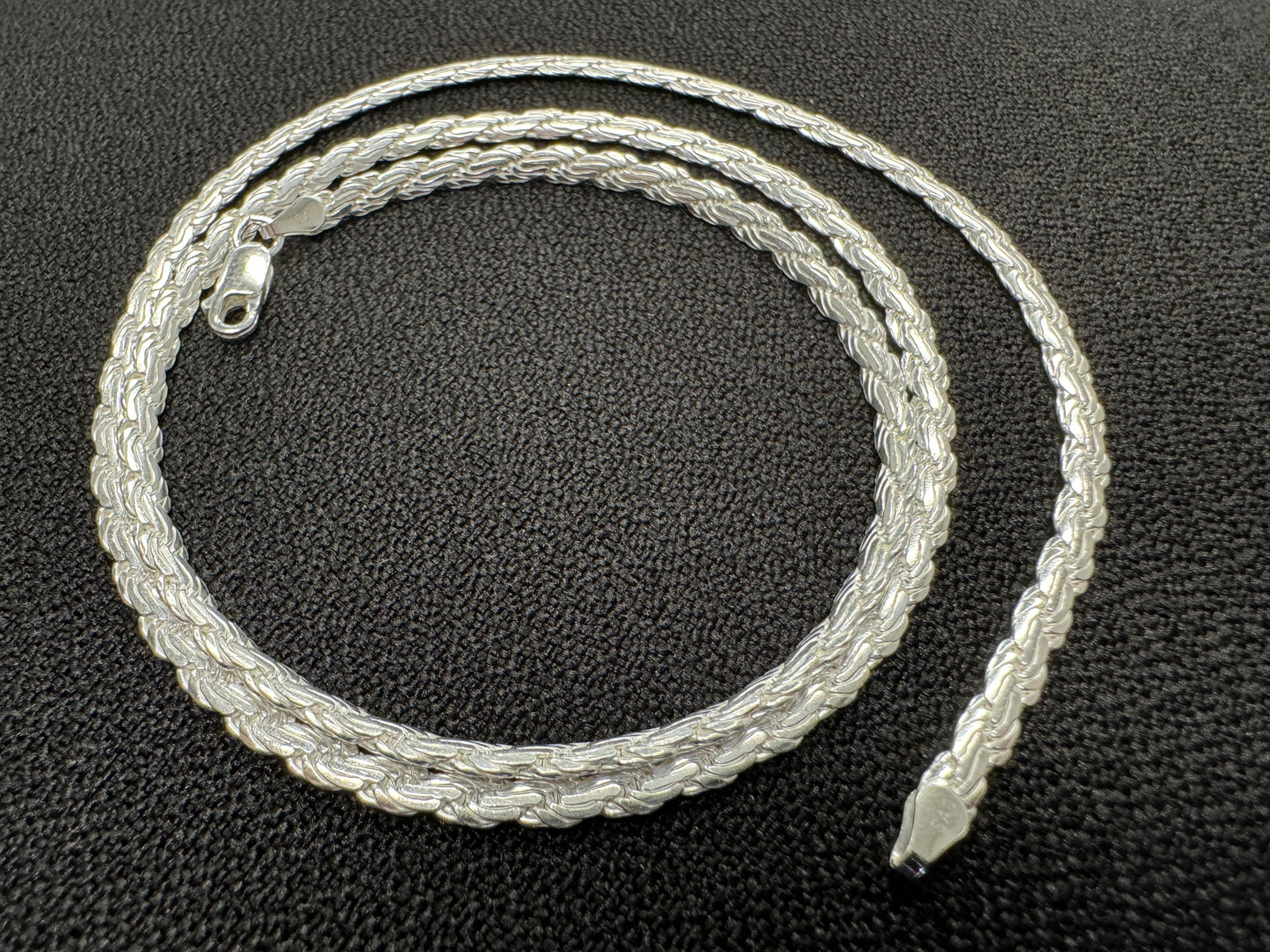 Rope Flat 080 - 3.8mm - Sterling Silver Flat Rope Chain Necklace