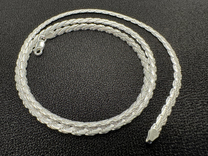 Rope Flat 080 - 3.8mm - Sterling Silver Flat Rope Chain Necklace