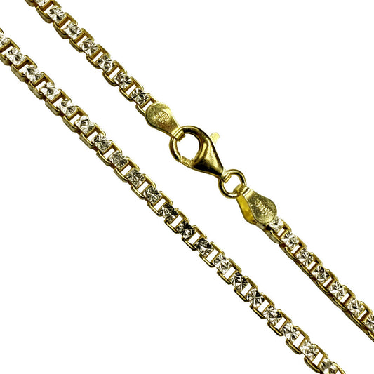 Box Yellow Star 300 - 3.0mm - Sterling Silver 2-Tone Diamond-Cut Chain