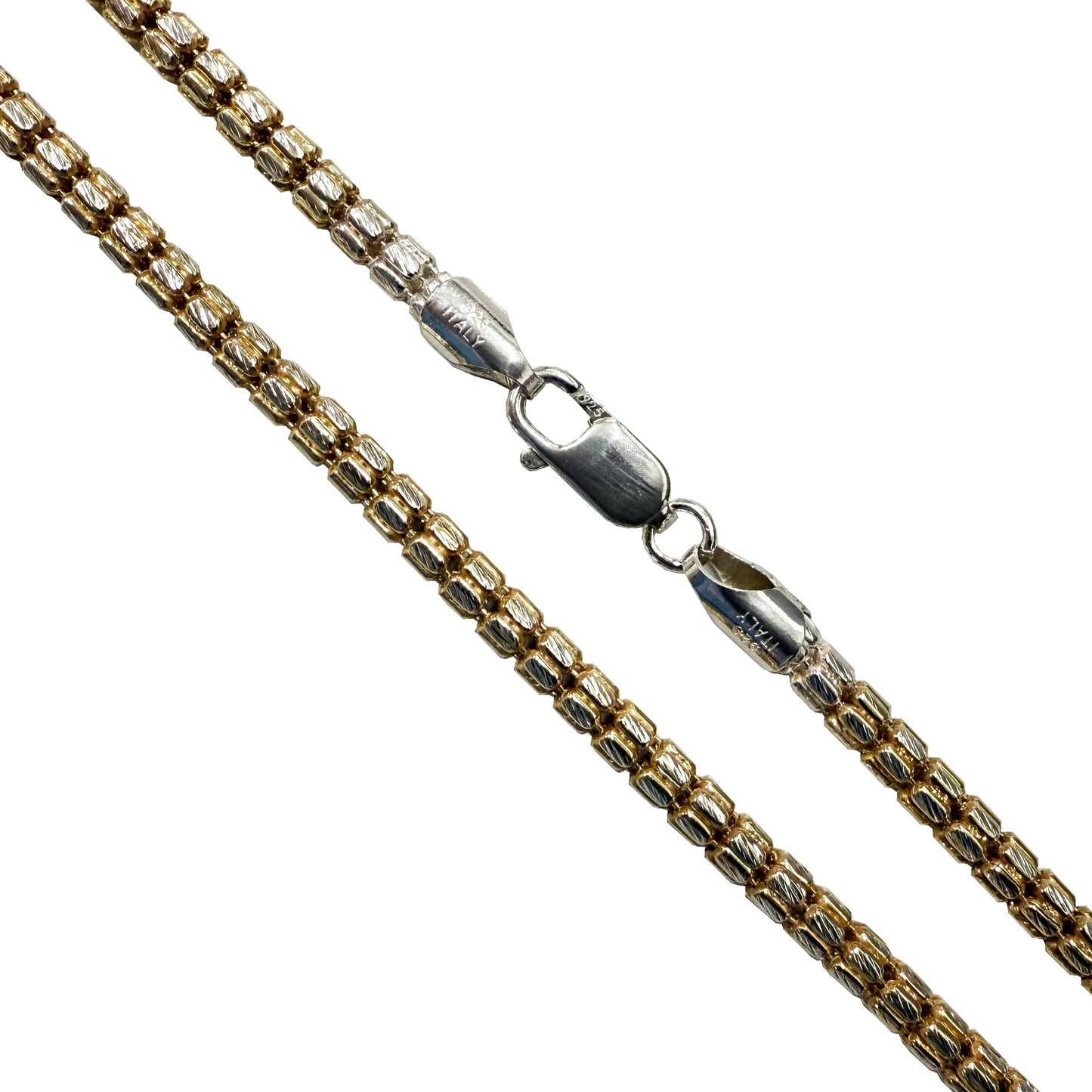 Tube Bead 150 - 4mm - Sterling Silver Gold Plated 2-Tone Slash DC Chain