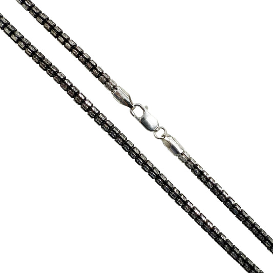 Tube Bead 150 - 4mm - Sterling Silver Black Rhodium Plated 2-Tone Slash DC Chain