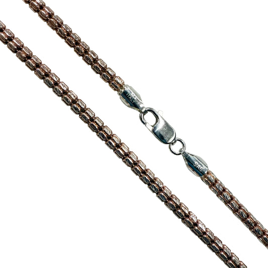Tube Bead 150 - 4mm - Sterling Silver Rose Gold Plated 2-Tone Slash DC Chain
