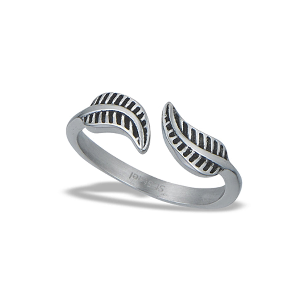 Stainless Steel Adjustable Double Feather Ring