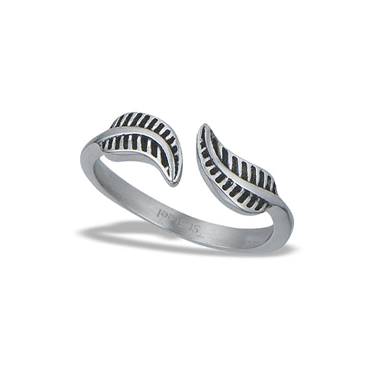Stainless Steel Adjustable Double Feather Ring