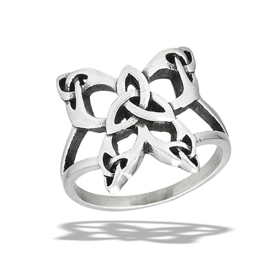 Stainless Steel Celtic Butterfly Ring With Multiple Triquetras