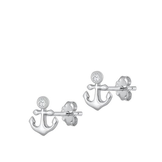 Sterling Silver Beautiful Nautical Ship Anchor High Polished Earrings 925 New
