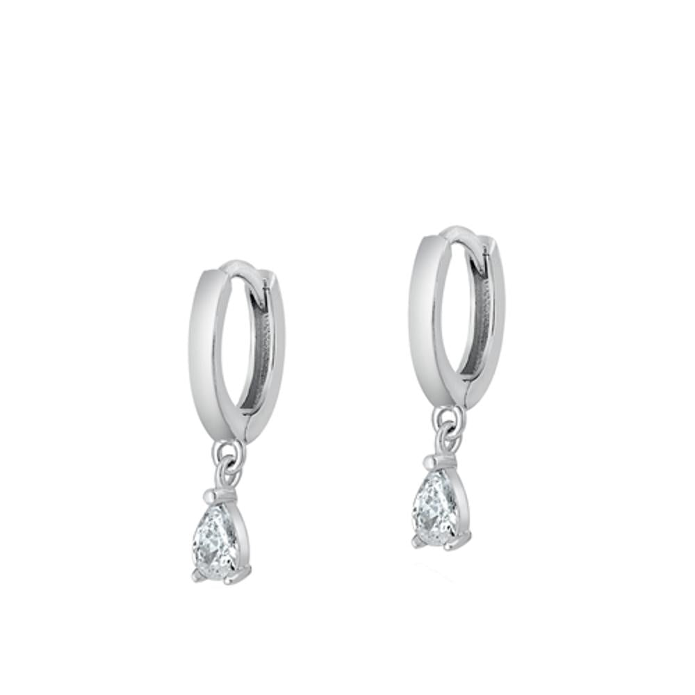 Sterling Silver Classic High Polished Clear CZ Endless Hoop Earrings 925 New