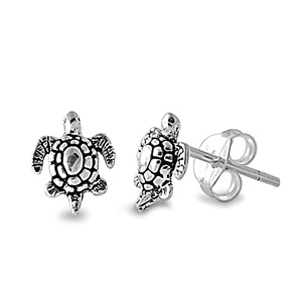 Sterling Silver Realistic Turtle Animal Cute Shell Beach Earrings 925 New