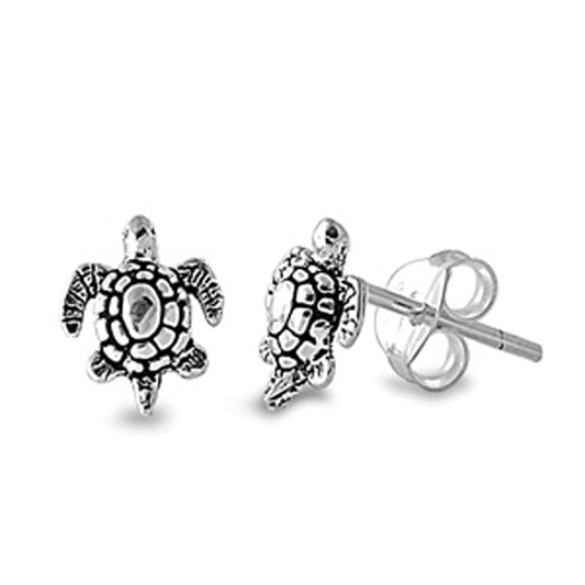 Sterling Silver Realistic Turtle Animal Cute Shell Beach Earrings 925 New