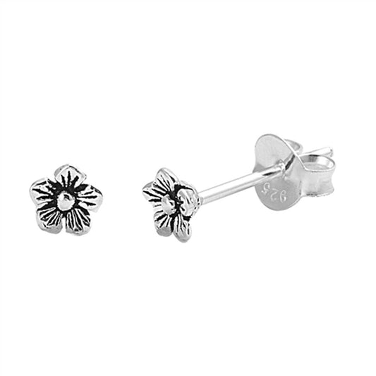 Sterling Silver Tiny Vintage Flower Woodland Delicate Earrings 925 New