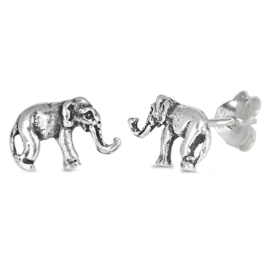 Sterling Silver Vintage Elephant Animal Cute Traditional Earrings 925 New