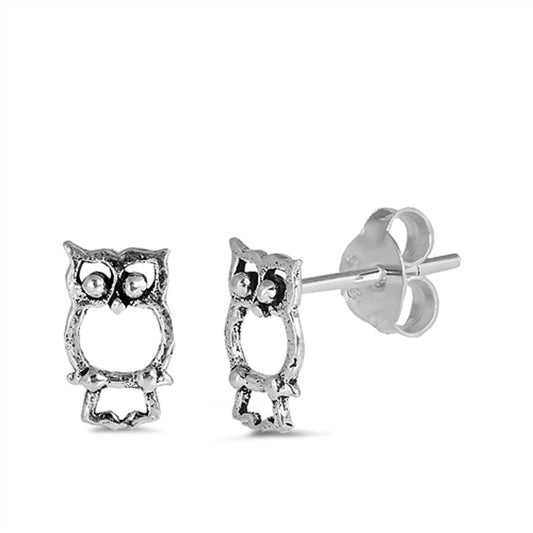 Sterling Silver Simple Owl Outline Animal Classic Bird Earrings 925 New