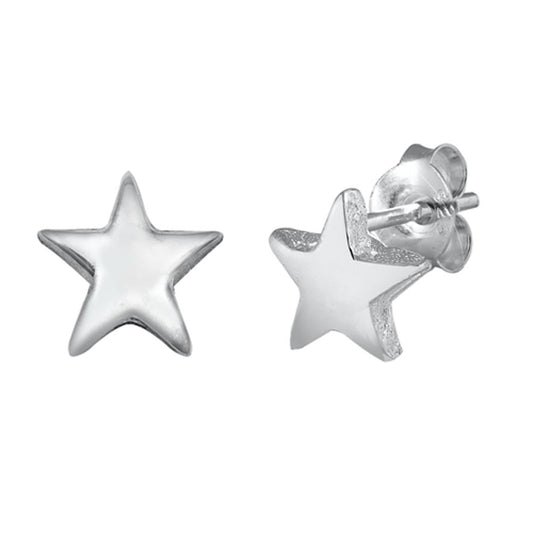 Sterling Silver High Polished Star Dream Space Celestial Stud Earrings 925 New