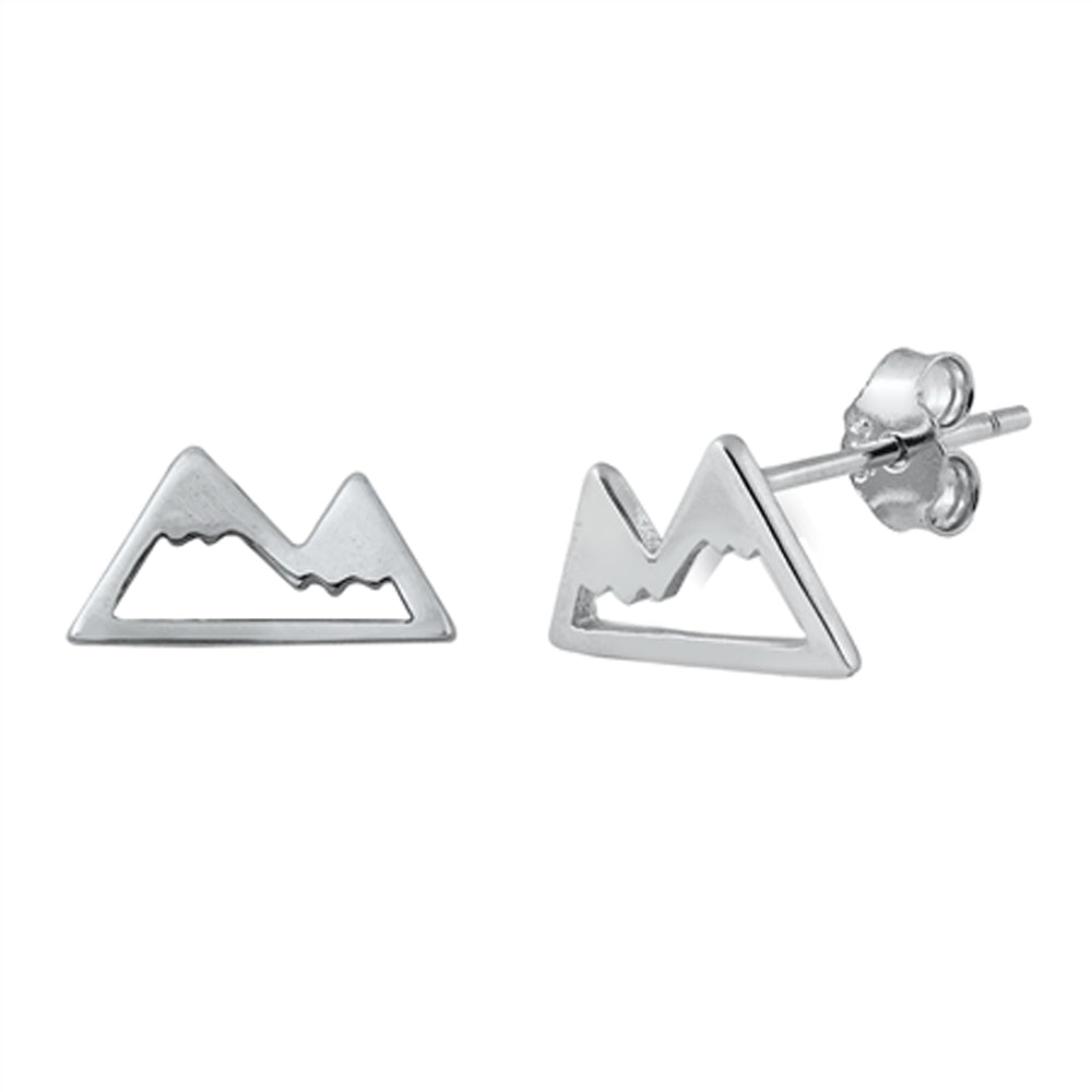 Sterling Silver Mountain Range High Polish Outline Nature Outdoor Earrings 925