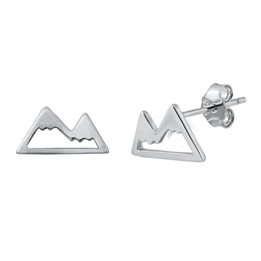 Sterling Silver Mountain Range High Polish Outline Nature Outdoor Earrings 925