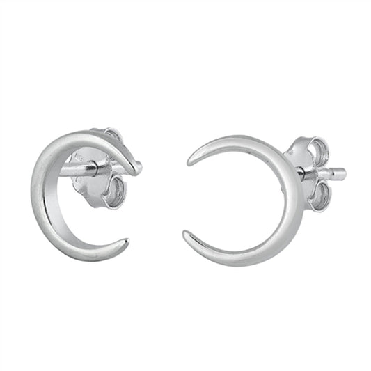 Sterling Silver Celestial Crescent Moon Slim Thin Polish Mystic Galaxy Earrings